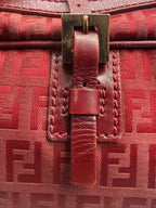 Fendi Vintage Zucca Jacquard Canvas Cylindrical Shoulder Bag in Burgundy Red
