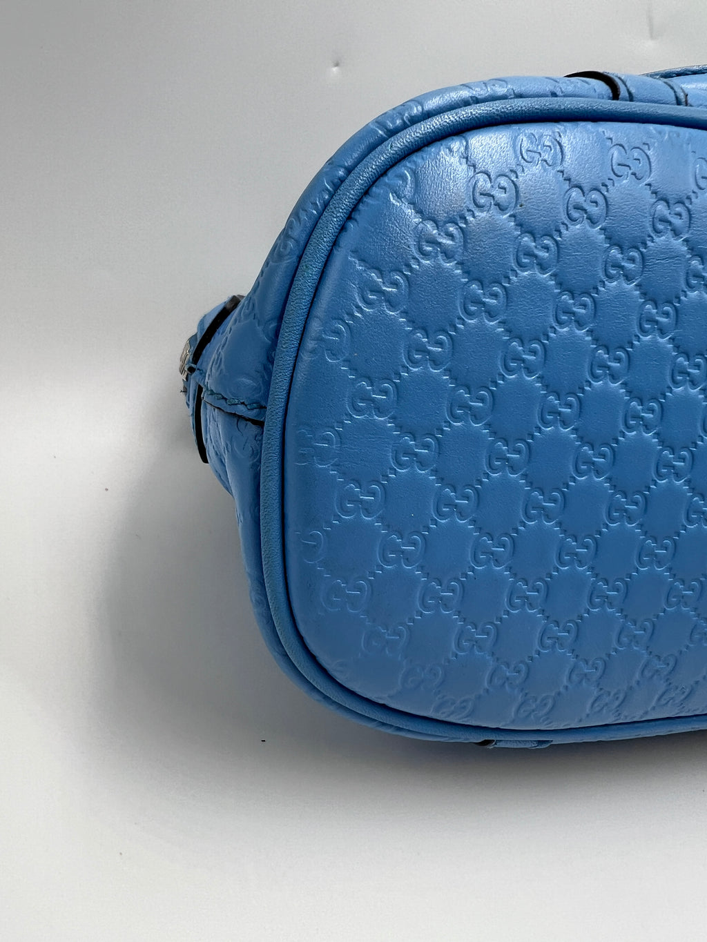 Gucci Micro Guccissima Small Dome Bag in Bright Blue Calfskin Leather