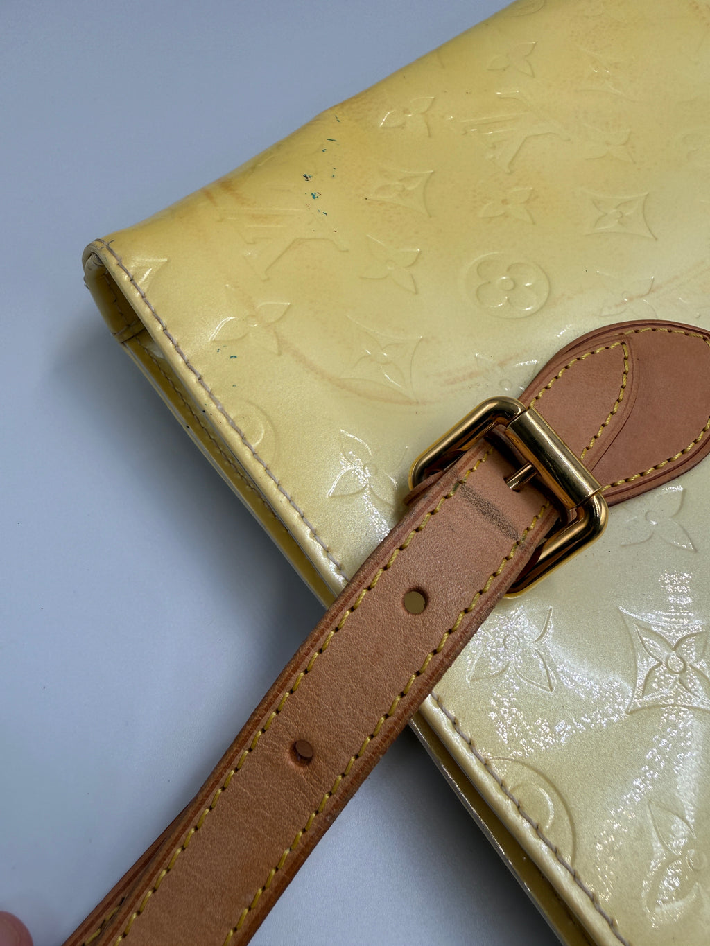 Louis Vuitton Monogram Vernis Houston Tote Bag in Pearl / Yellow