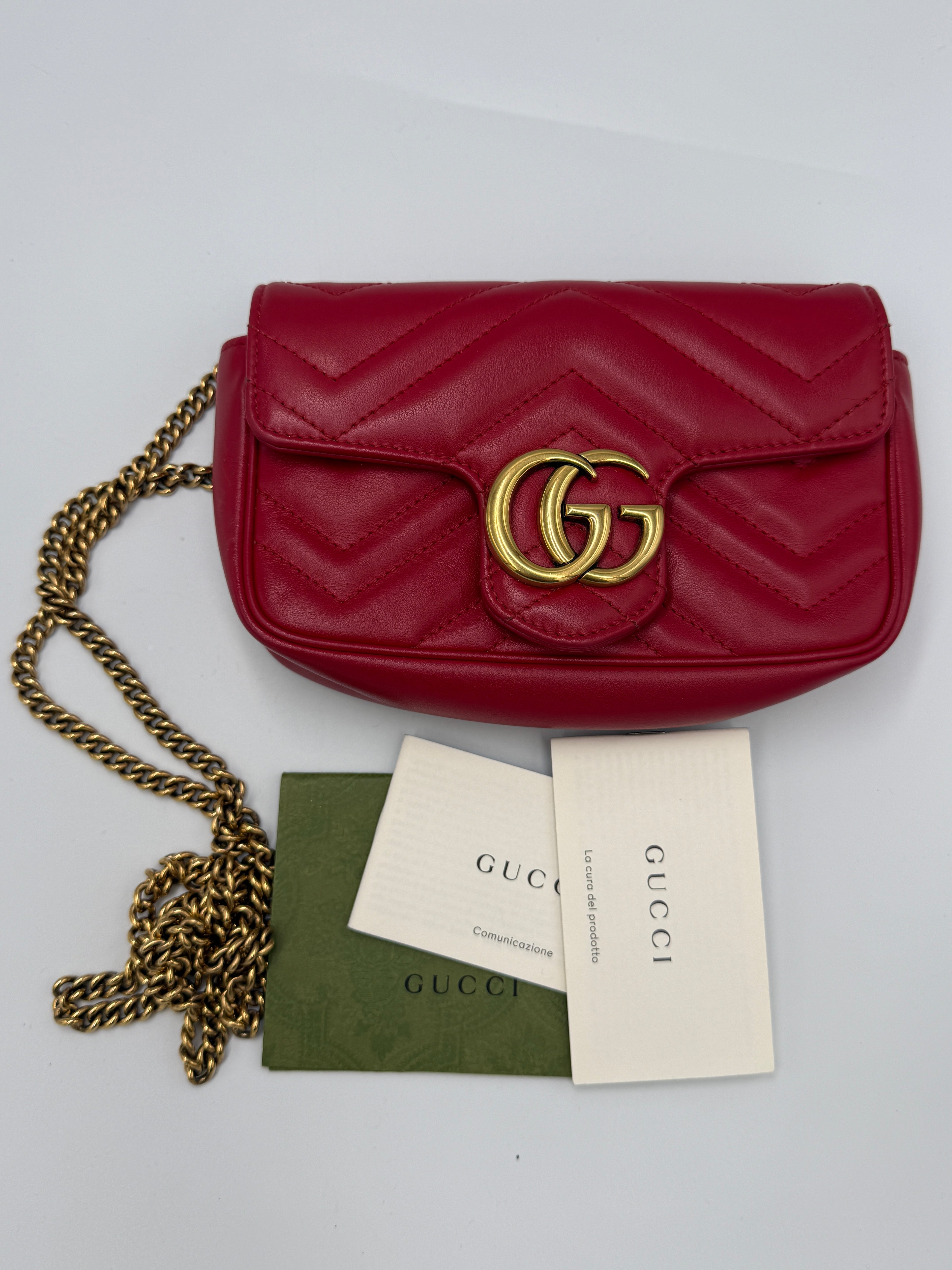 Gucci GG Marmont Super Mini Bag - Red Matelassé Leather