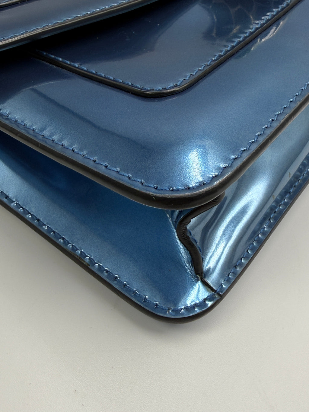 Bvlgari Serpenti Forever Metallic Calfskin Flap Bag in Electric Blue