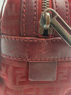 Fendi Vintage Zucca Jacquard Canvas Cylindrical Shoulder Bag in Burgundy Red