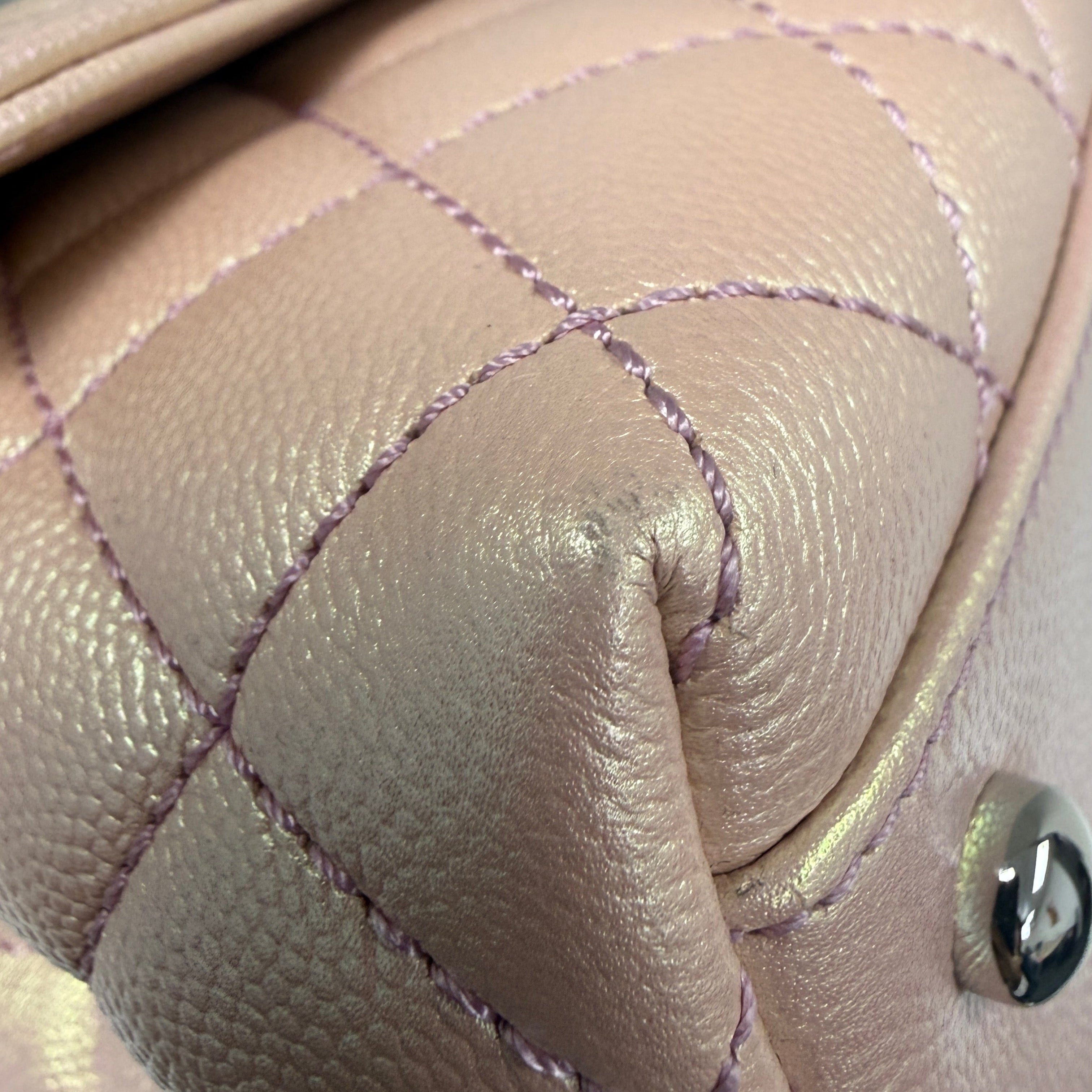 Chanel Coco Handle Mini in Iridescent Metallic Pink Caviar Leather