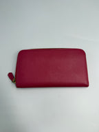 Prada Saffiano Metal Triangle Logo Zip-Around Continental Wallet (Peonia / Magenta)