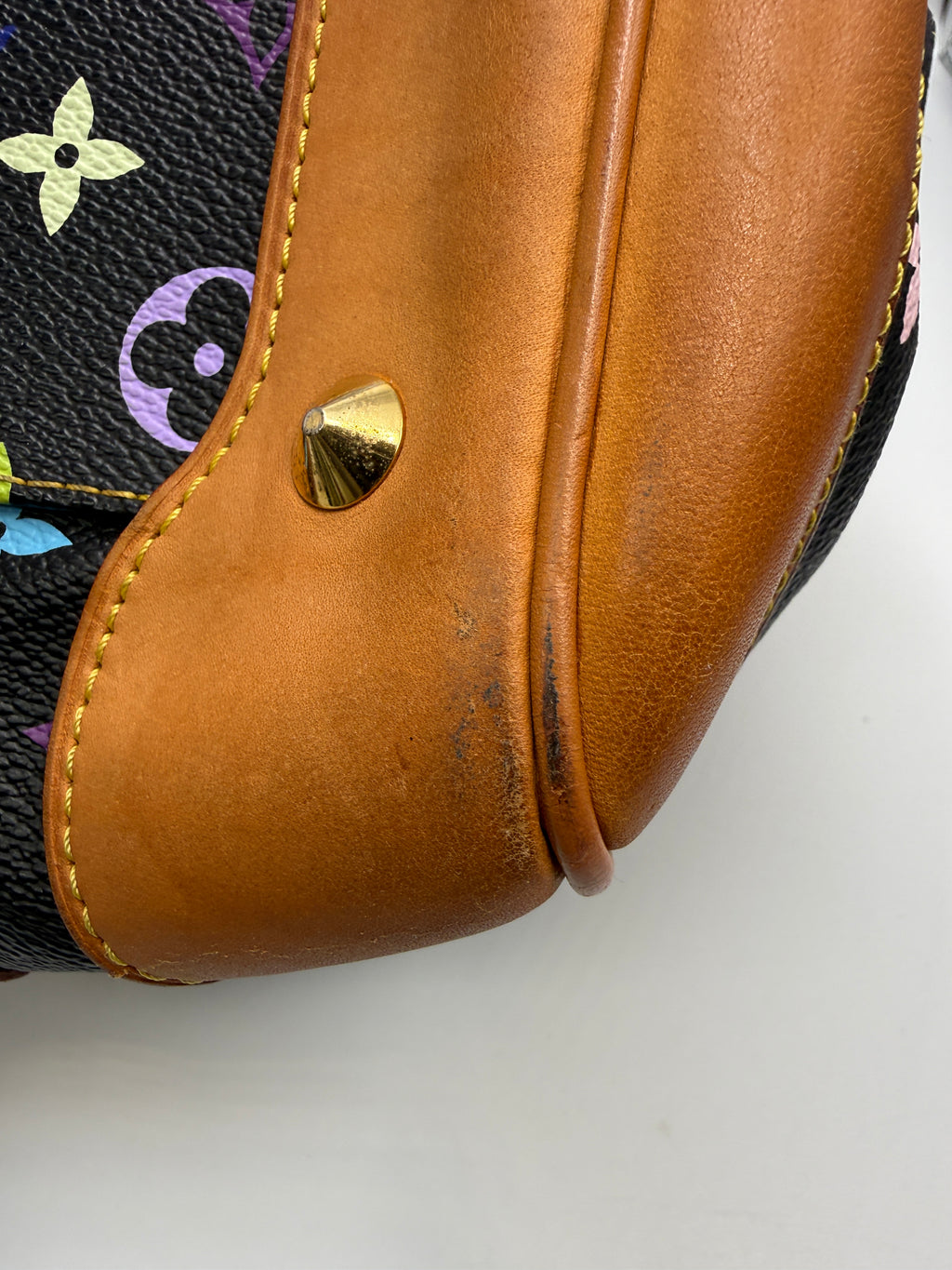Authentic Louis Vuitton x Takashi Murakami Multicolore Courtney Bag - Black