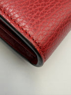 Gucci Dionysus Super Mini Shoulder Bag - Red Textured Leather with Crystal Tiger Head
