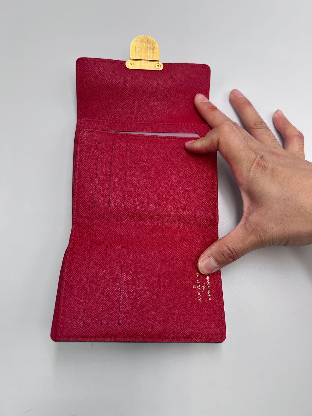 Louis Vuitton Damier Ebene Koala Compact Wallet with Brass Push-Lock