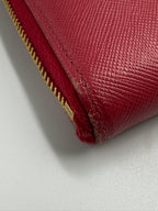 Prada Saffiano Metal Triangle Logo Zip-Around Continental Wallet (Peonia / Magenta)