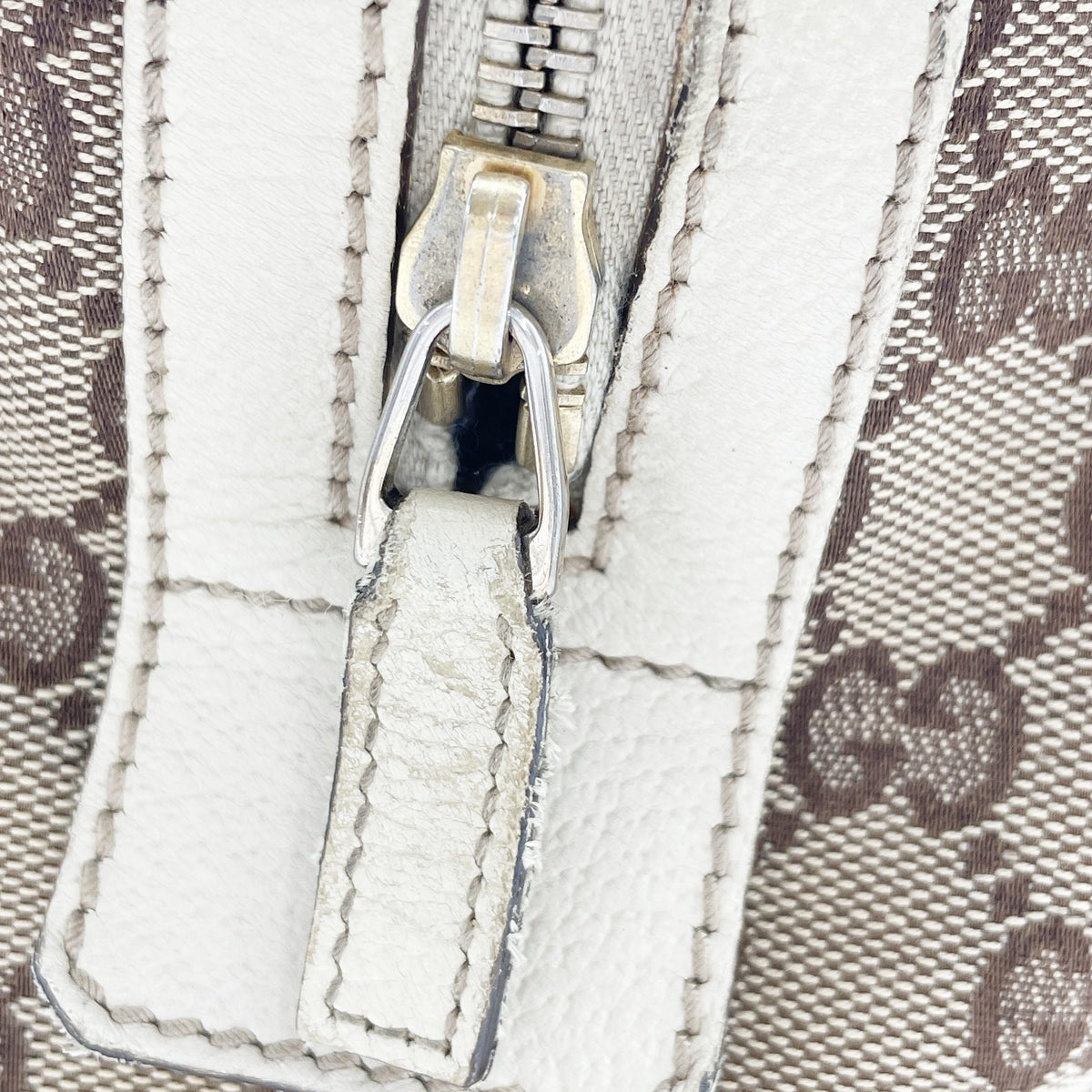 Gucci GG Canvas Abbey Pocket Boston Bag Beige