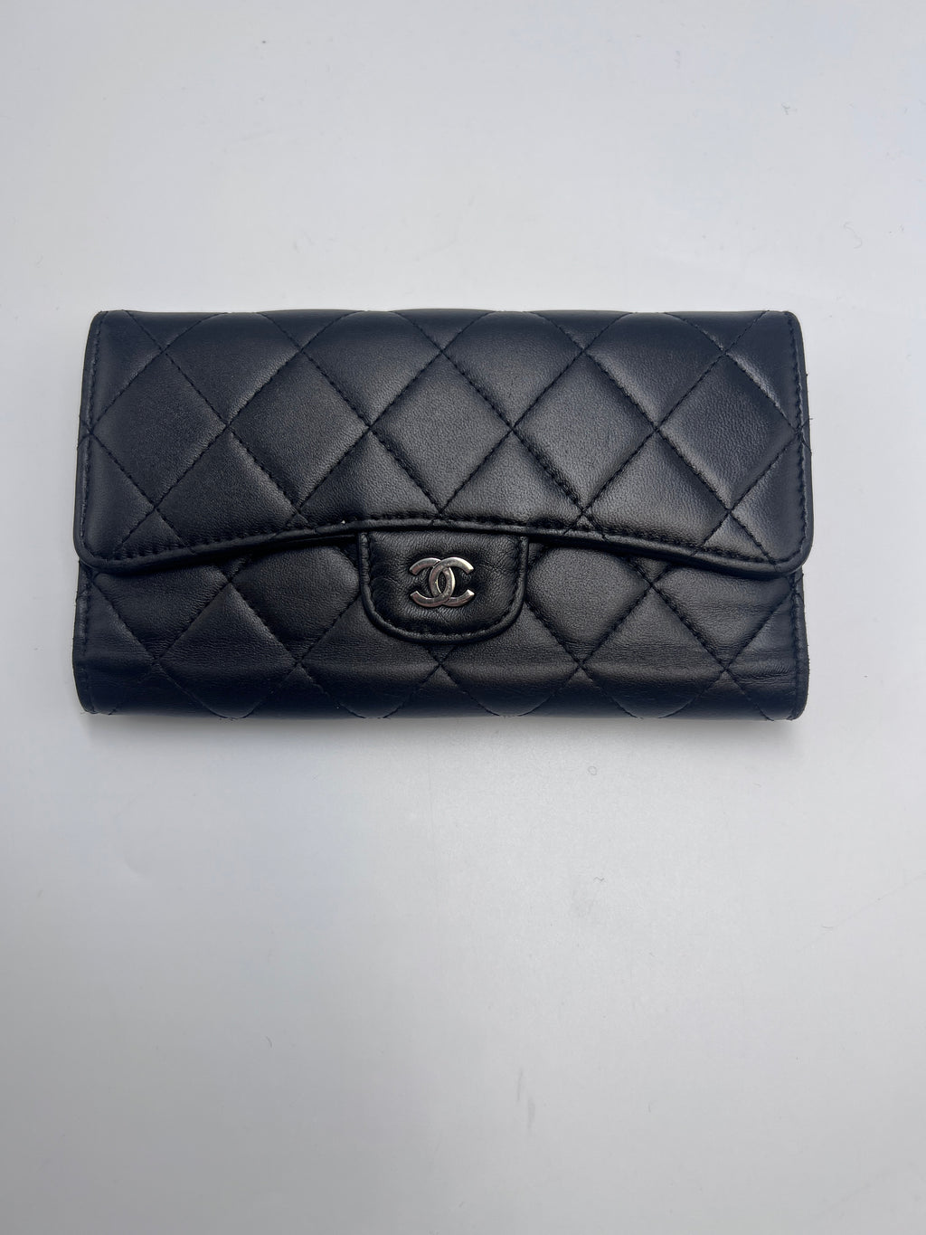 Chanel Classic Quilted Lambskin Flap Long Wallet Black