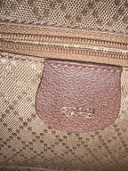 Gucci Vintage Bamboo Small Backpack in Brown Suede and Pebbled Leather