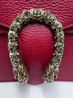 Gucci Dionysus Crystal-Embellished Medium Shoulder Bag in Red Grain Leather