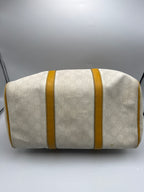 Gucci Joy Boston GG Plus Canvas Satchel with Yellow Leather Trim