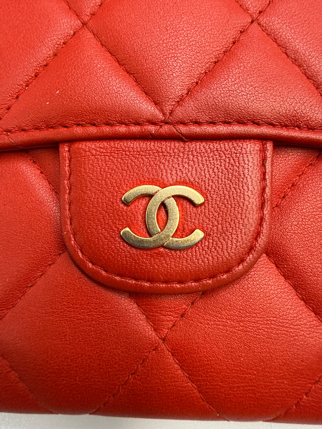 Chanel Classic Flap Continental Long Wallet in Red Quilted Lambskin Leather