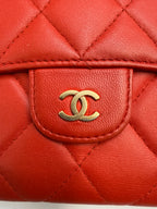 Chanel Classic Flap Continental Long Wallet in Red Quilted Lambskin Leather