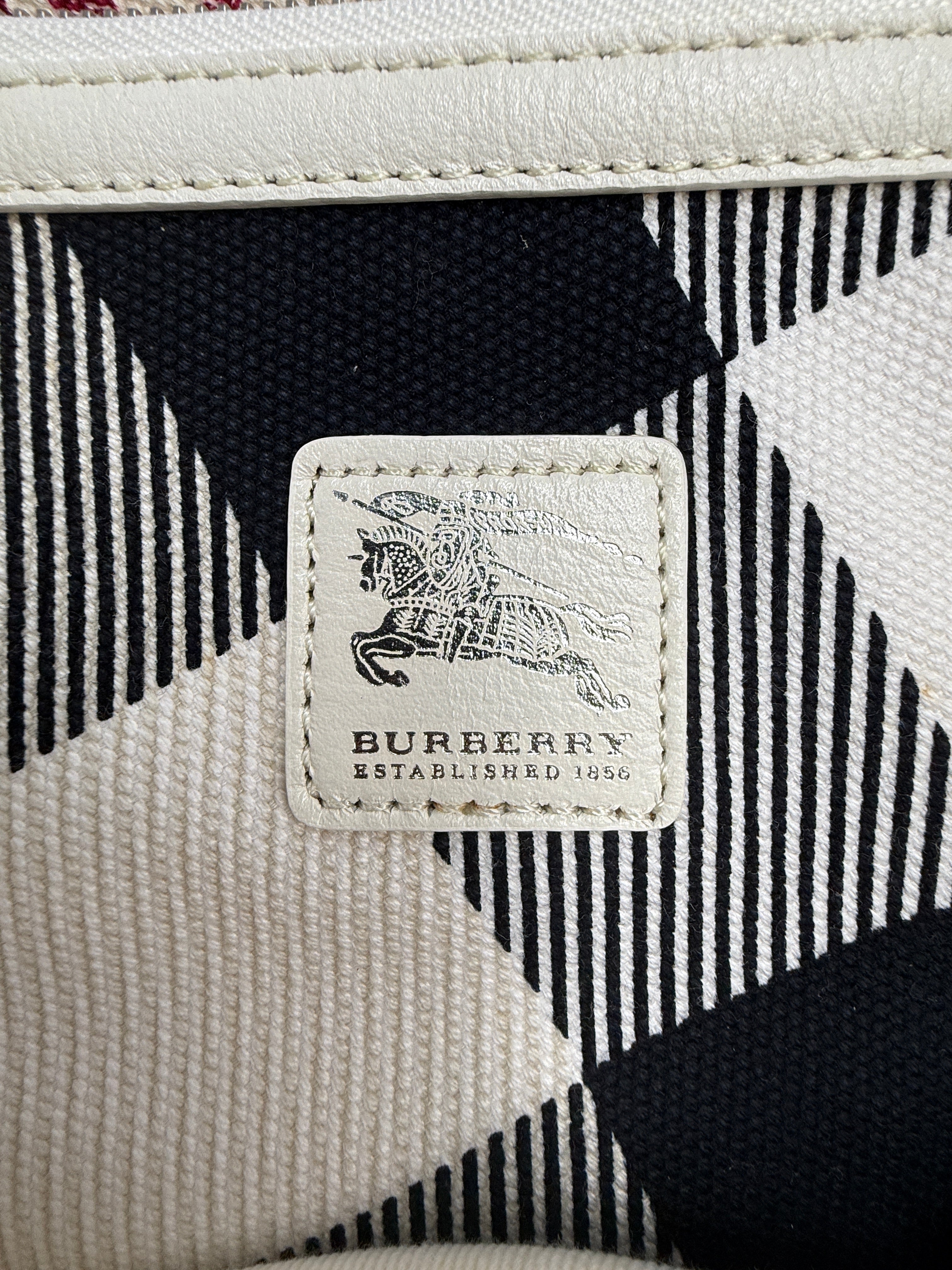Burberry Abstract Print Canvas Tote Bag – White Multi-Colour