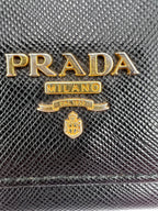 Prada Saffiano Metal Leather Continental Flap Wallet in Black (Nero)