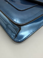 Bvlgari Serpenti Forever Metallic Calfskin Flap Bag in Electric Blue