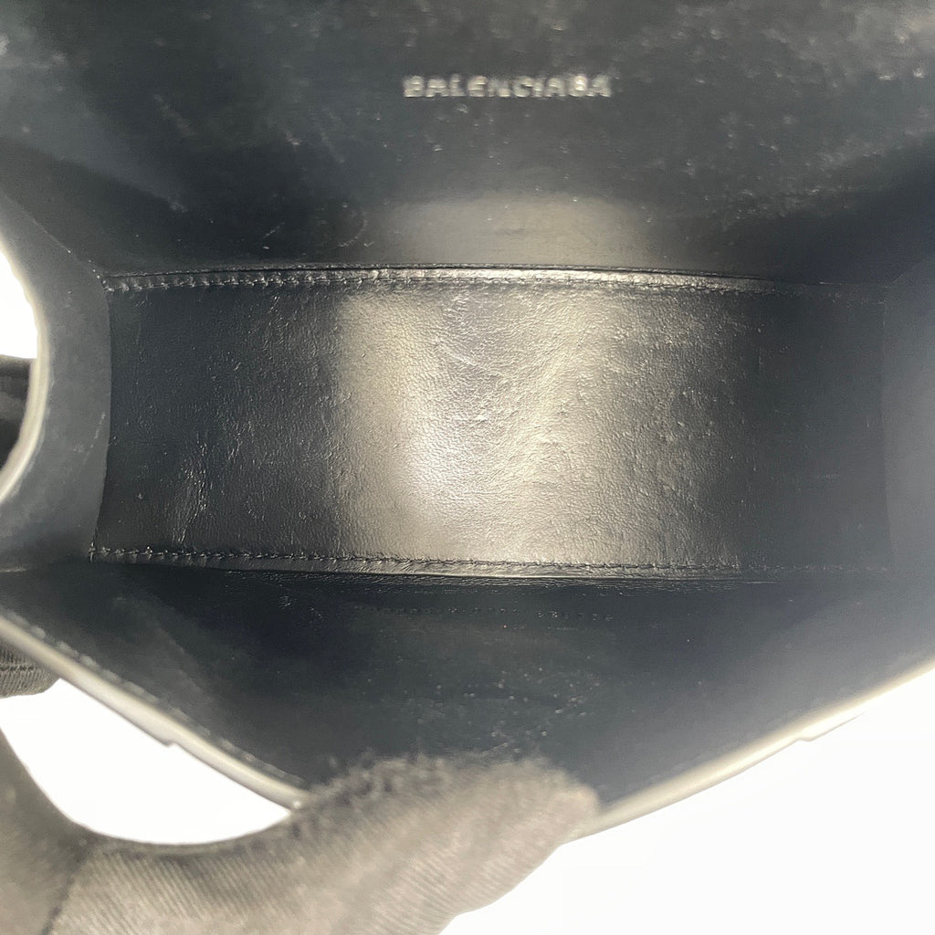 Balenciaga Hourglass XS Top Handle Bag in Black Suede with Silver Hardware