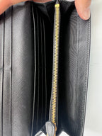 Prada Saffiano Metal Leather Continental Flap Wallet in Black (Nero)