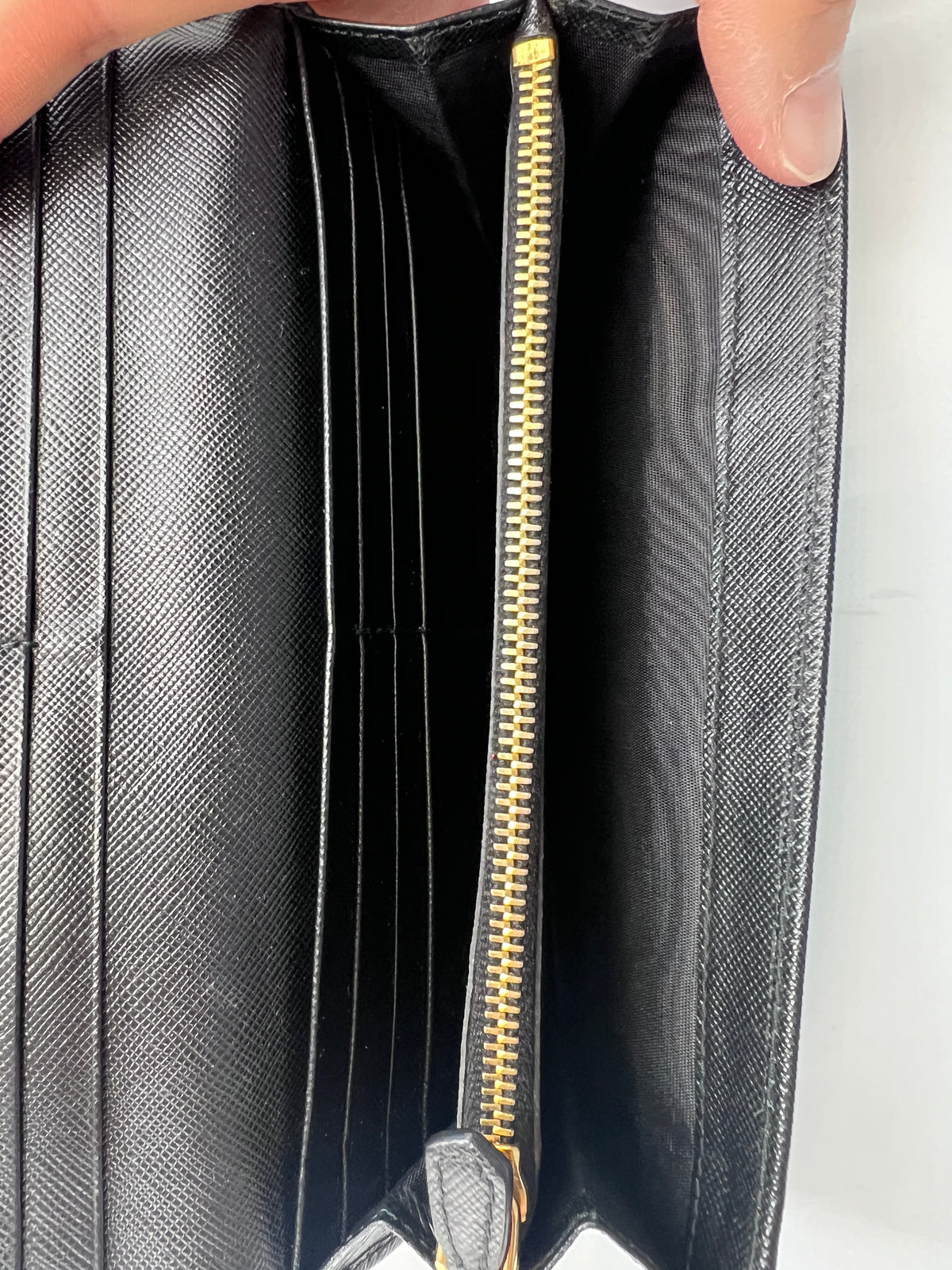 Prada Saffiano Metal Leather Continental Flap Wallet in Black (Nero)