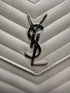 Saint Laurent Cassandre Envelope Chain Wallet / Shoulder Bag in Light Greige Matelassé Leather