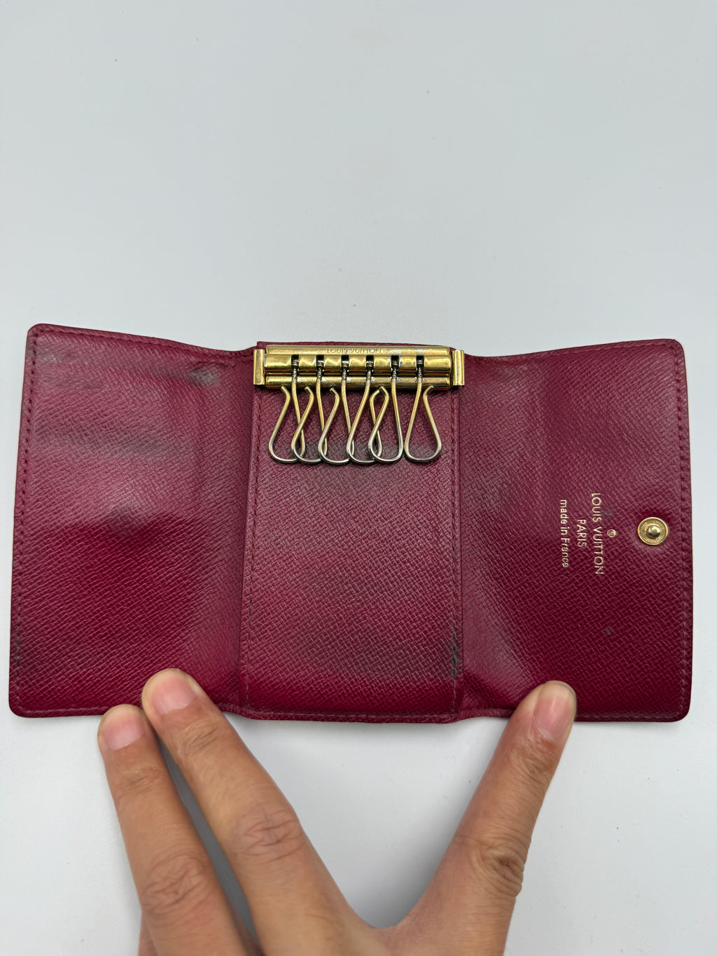 Vintage Louis Vuitton Monogram 6-Key Holder - Pink Taiga Leather Interior