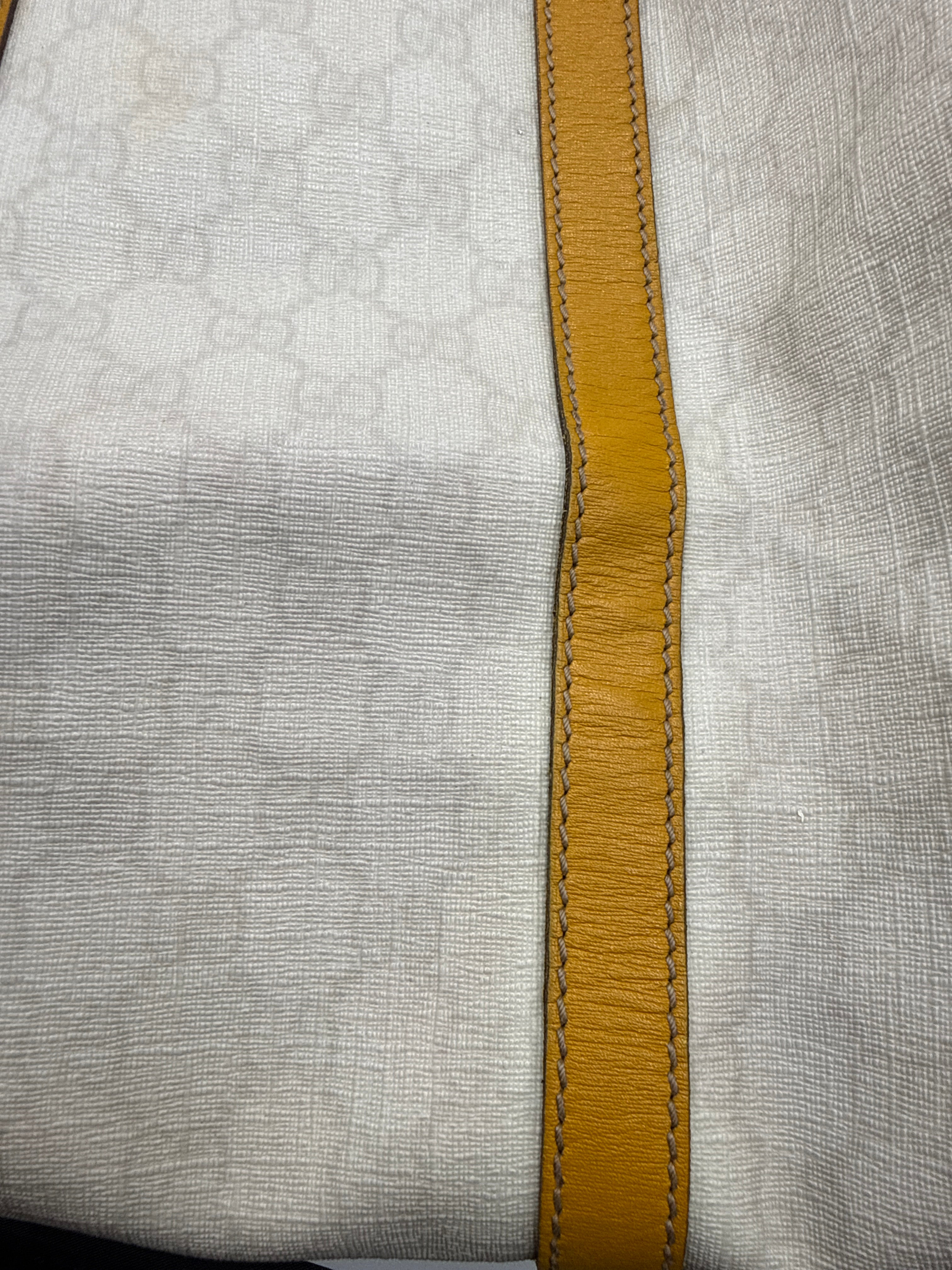 Gucci Joy Boston GG Plus Canvas Satchel with Yellow Leather Trim