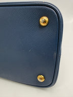 Prada Saffiano Lux Medium Promenade Dome Satchel (Baltico / Dark Navy)