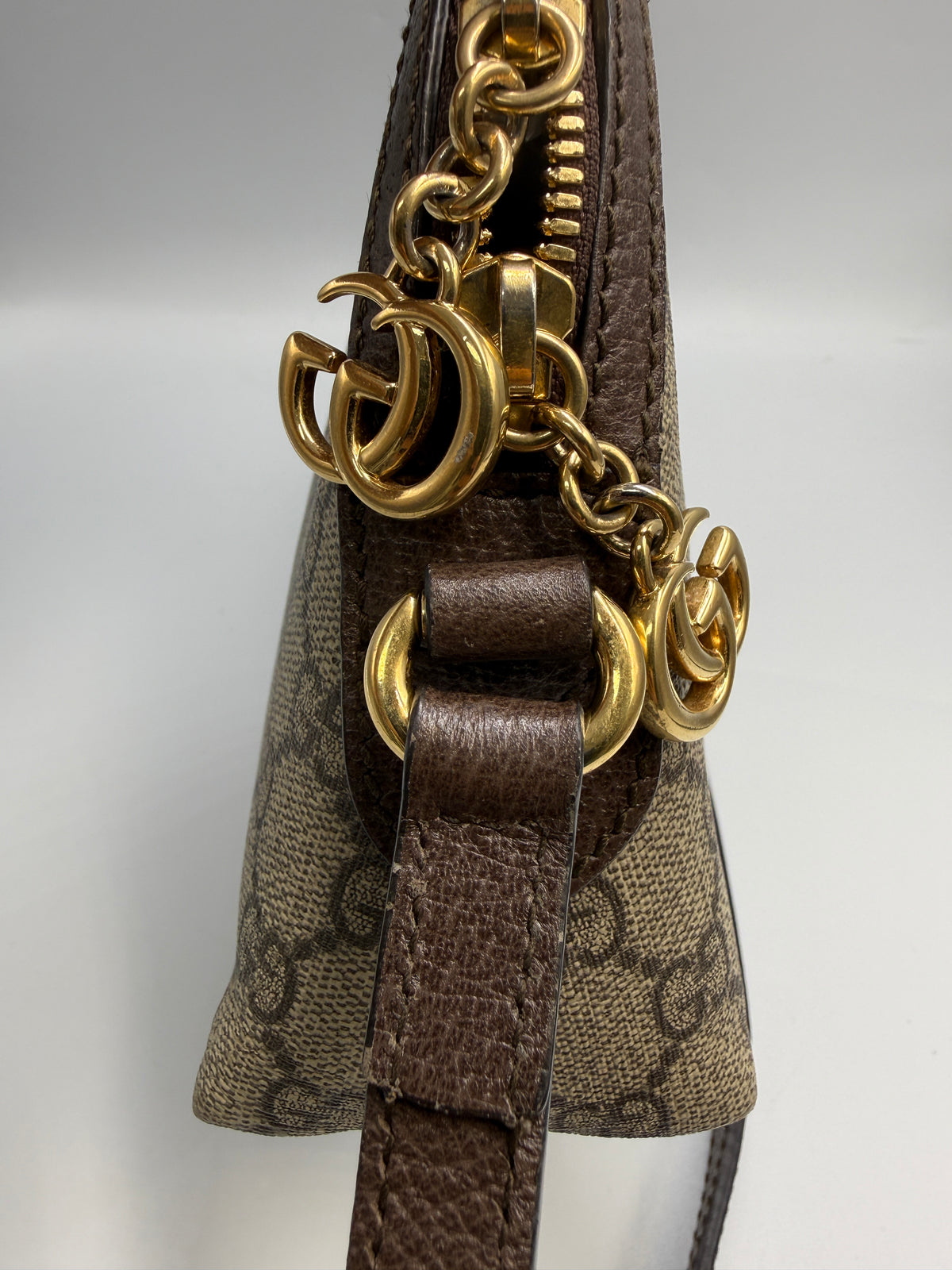 Gucci Ophidia GG Small Shoulder Bag in GG Supreme Canvas with Web Stripe