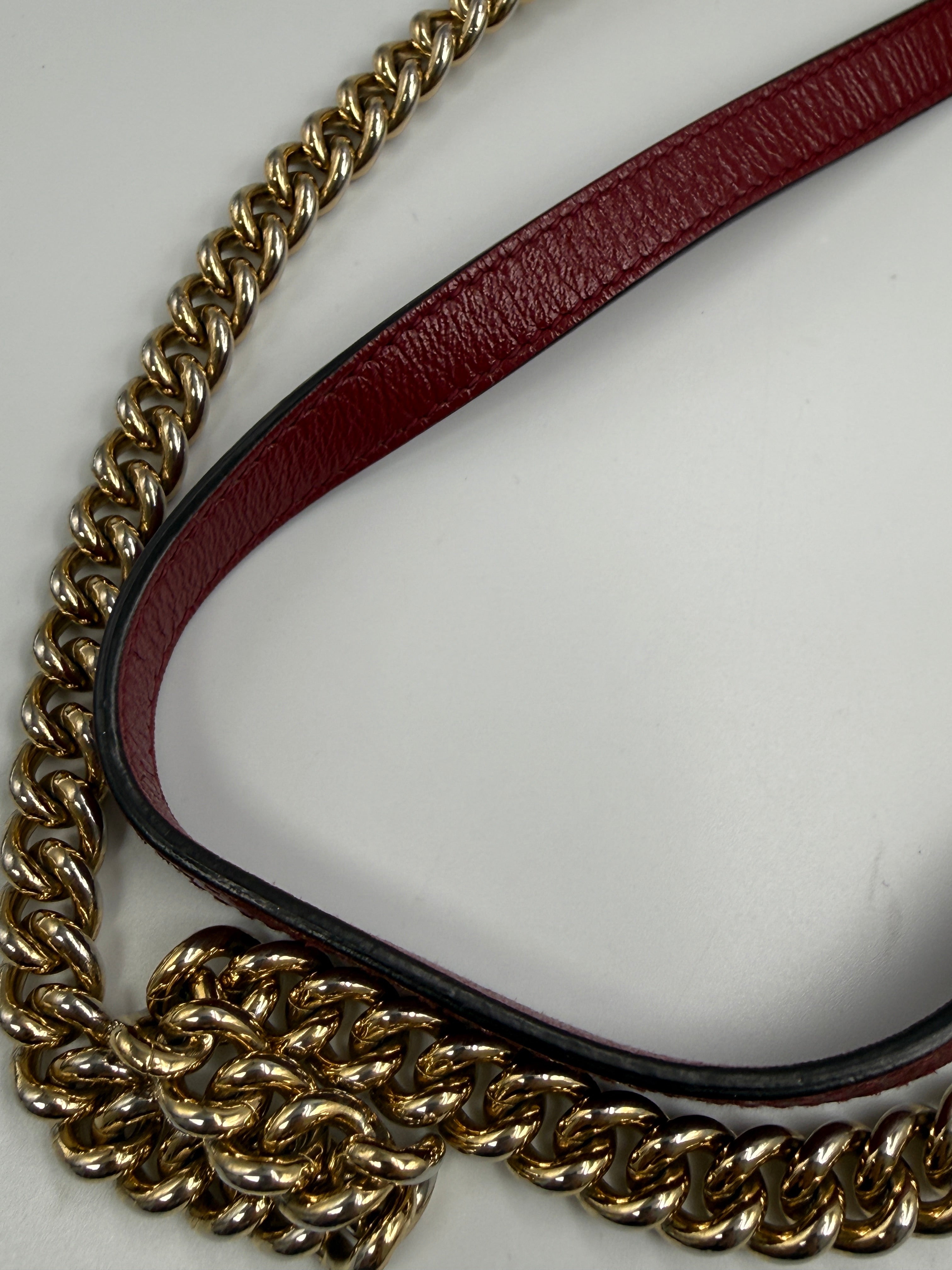 Gucci GG Marmont Small Shoulder Bag in Original GG Canvas with Red Leather Trim