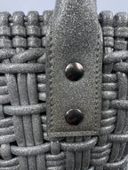 Balenciaga Silver Woven Glitter Basket Bag