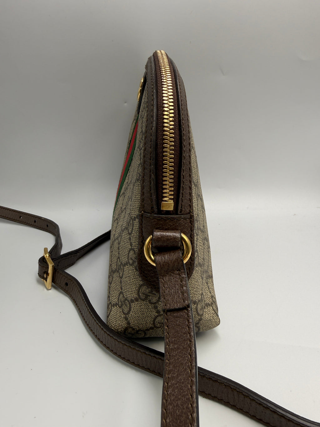 Gucci Ophidia GG Small Shoulder Bag in GG Supreme Canvas with Web Stripe