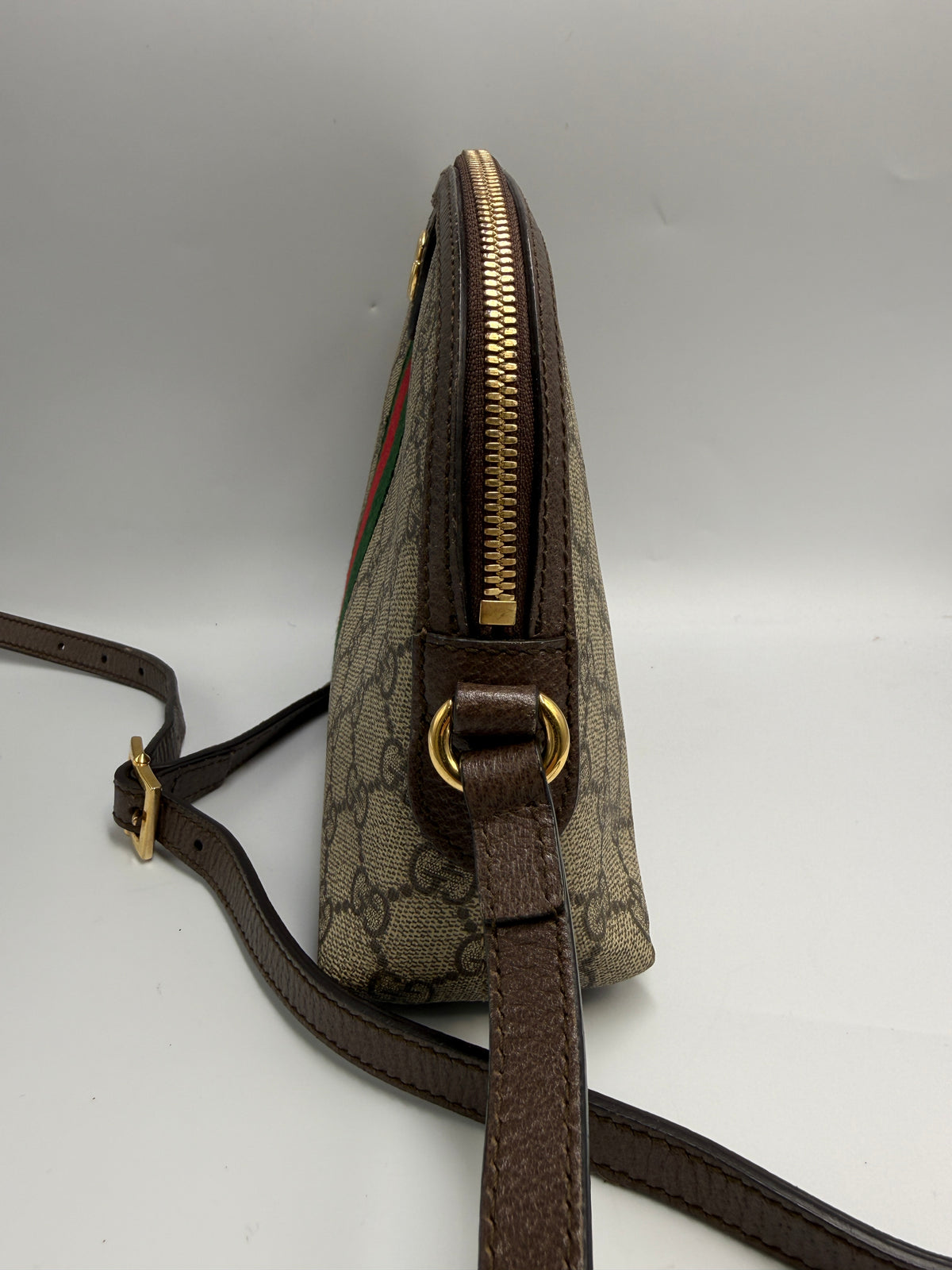 Gucci Ophidia GG Small Shoulder Bag in GG Supreme Canvas with Web Stripe