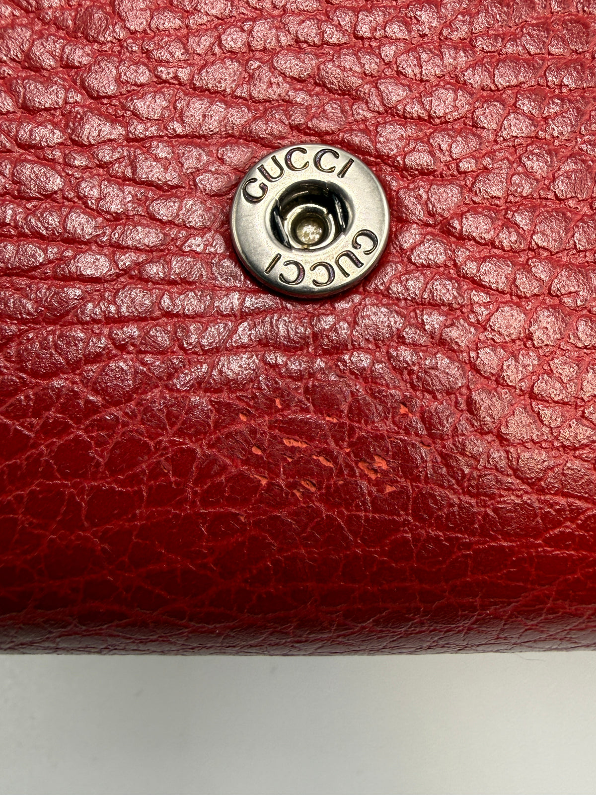Gucci Dionysus Super Mini Shoulder Bag - Red Textured Leather with Crystal Tiger Head