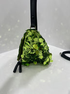 Prada Sequin Triangle Shoulder Bag in Emerald Green with Chain Strap