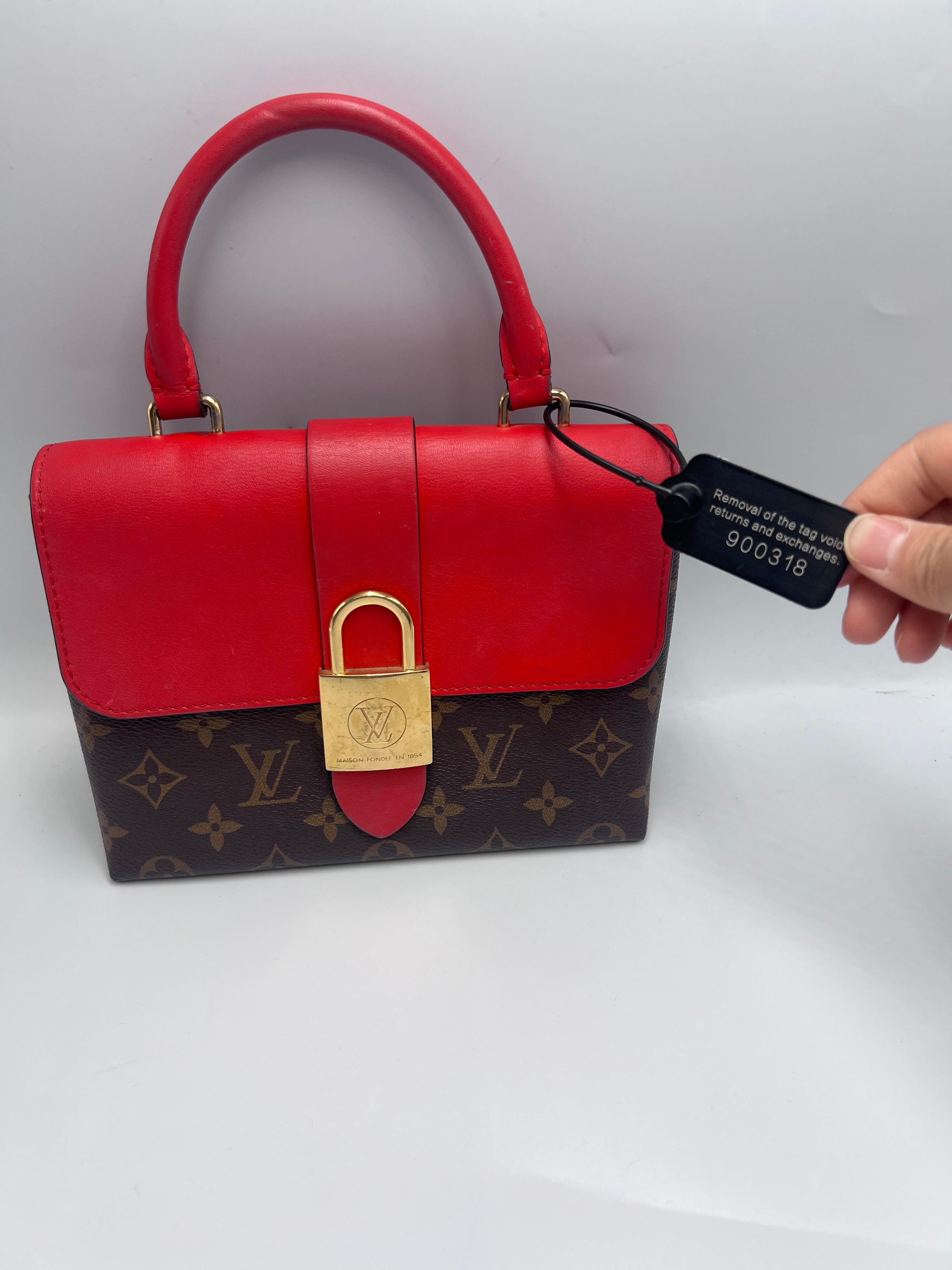 Louis Vuitton Locky BB Monogram Canvas & Red Leather Top Handle Crossbody Bag