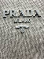Prada Saffiano Cuir Small Double Bag (Monochrome) in Off-White / Chalk (Talco)