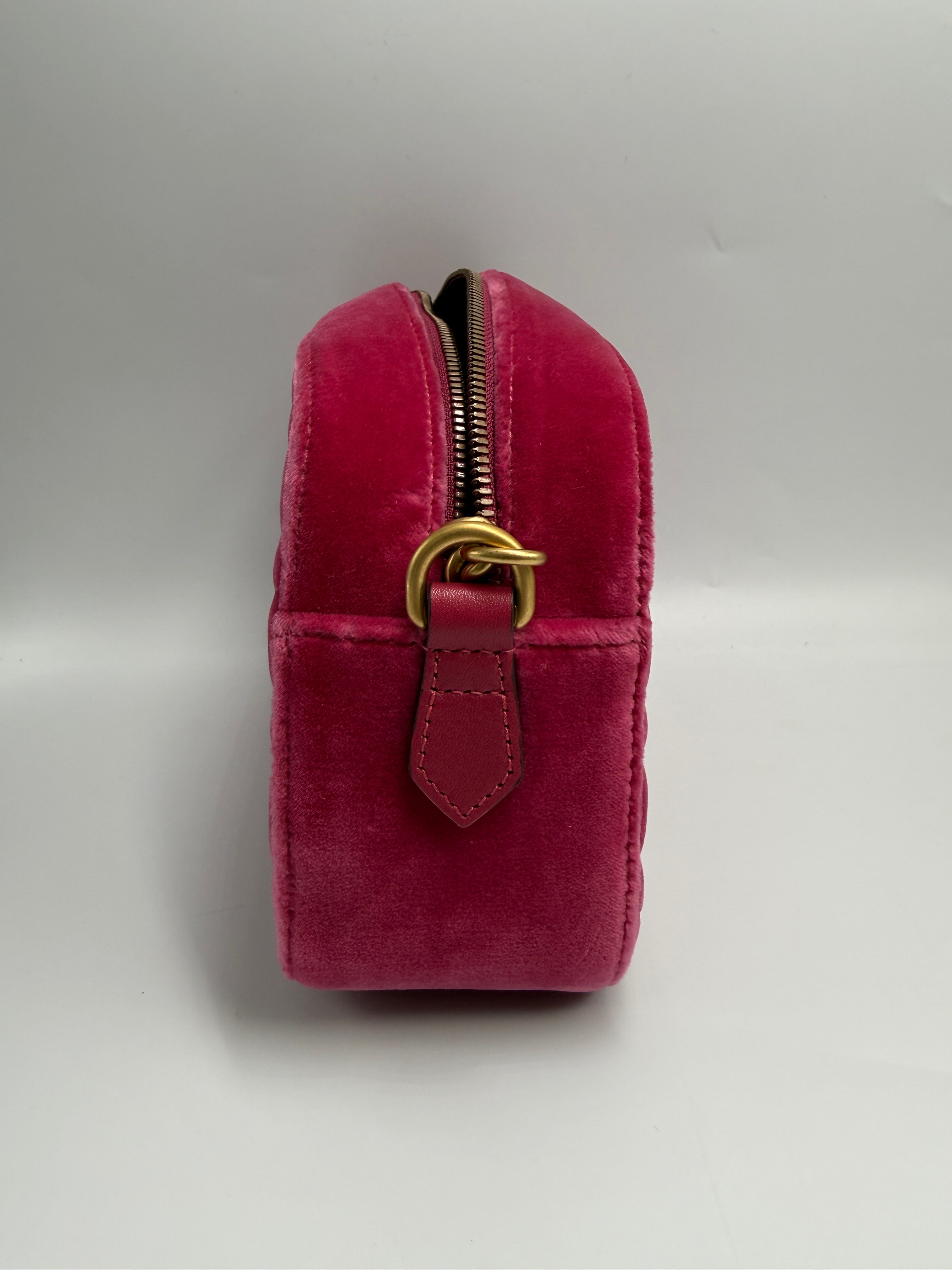 Gucci Velvet Matelass Small GG Marmont Camera Bag