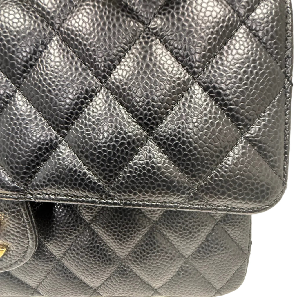 Chanel Medium Classic Double Flap Bag Black Caviar Leather Gold Hardware