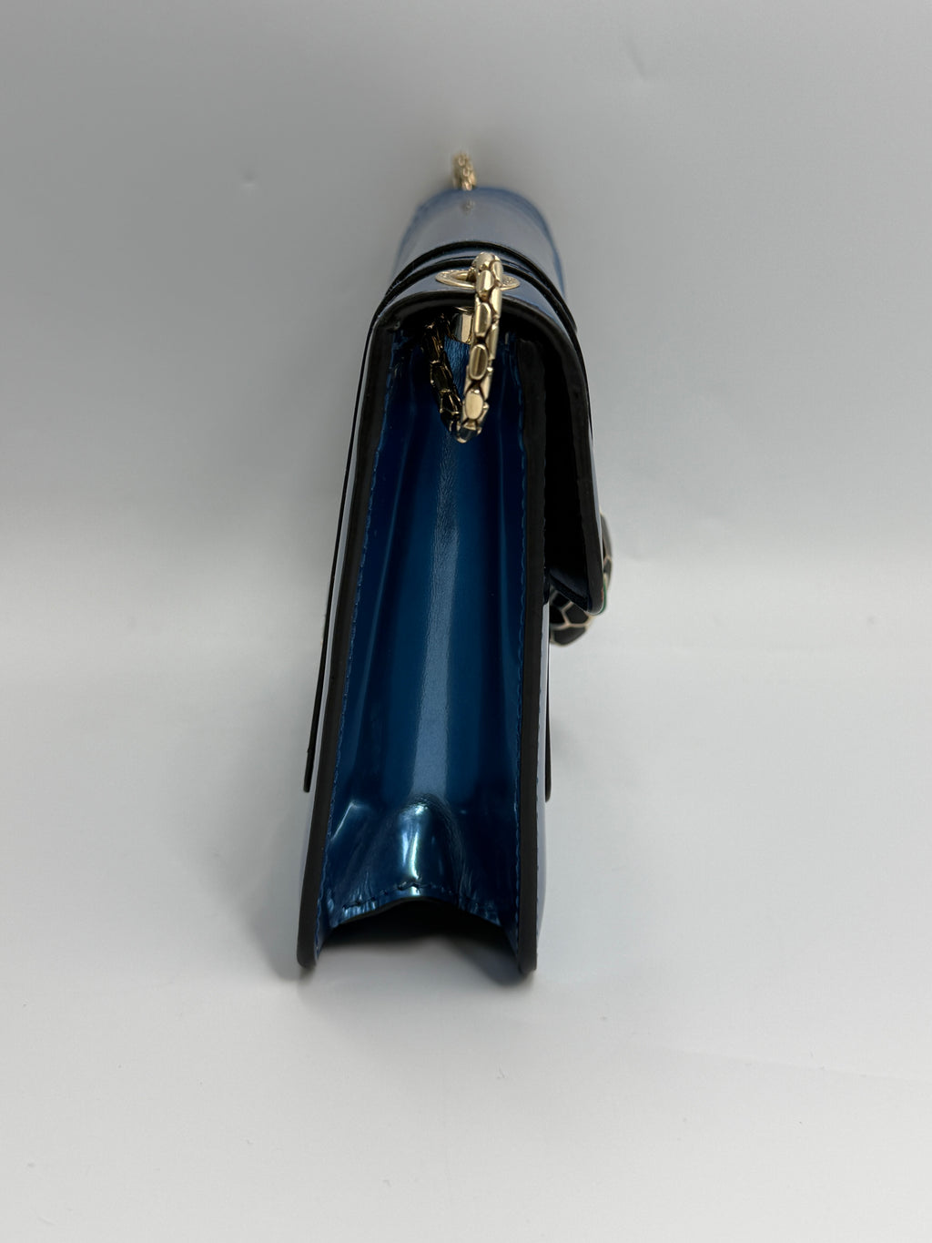 Bvlgari Serpenti Forever Metallic Calfskin Flap Bag in Electric Blue