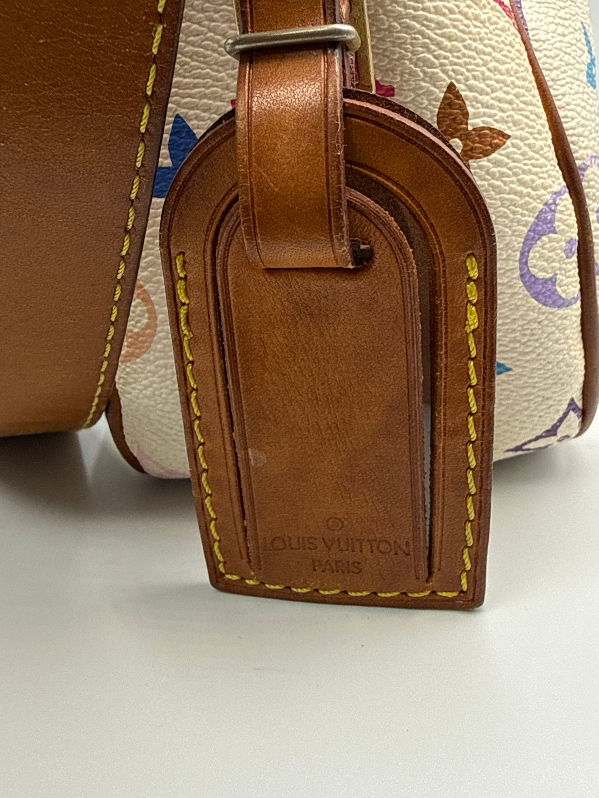 Louis Vuitton x Takashi Murakami Vintage Monogram Multicolore Hudson GM in Blanc