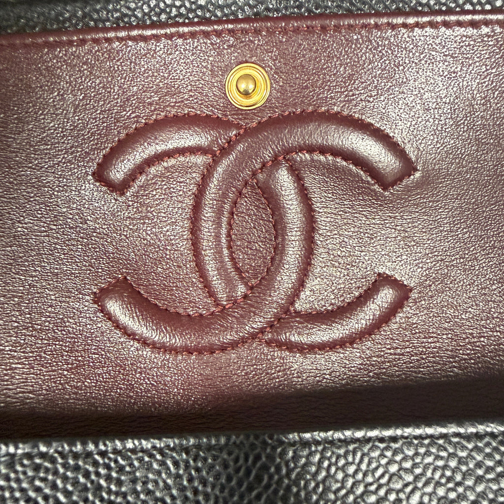 Chanel Medium Classic Double Flap Bag Black Caviar Leather Gold Hardware