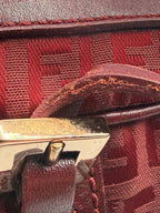 Fendi Vintage Zucca Jacquard Canvas Cylindrical Shoulder Bag in Burgundy Red