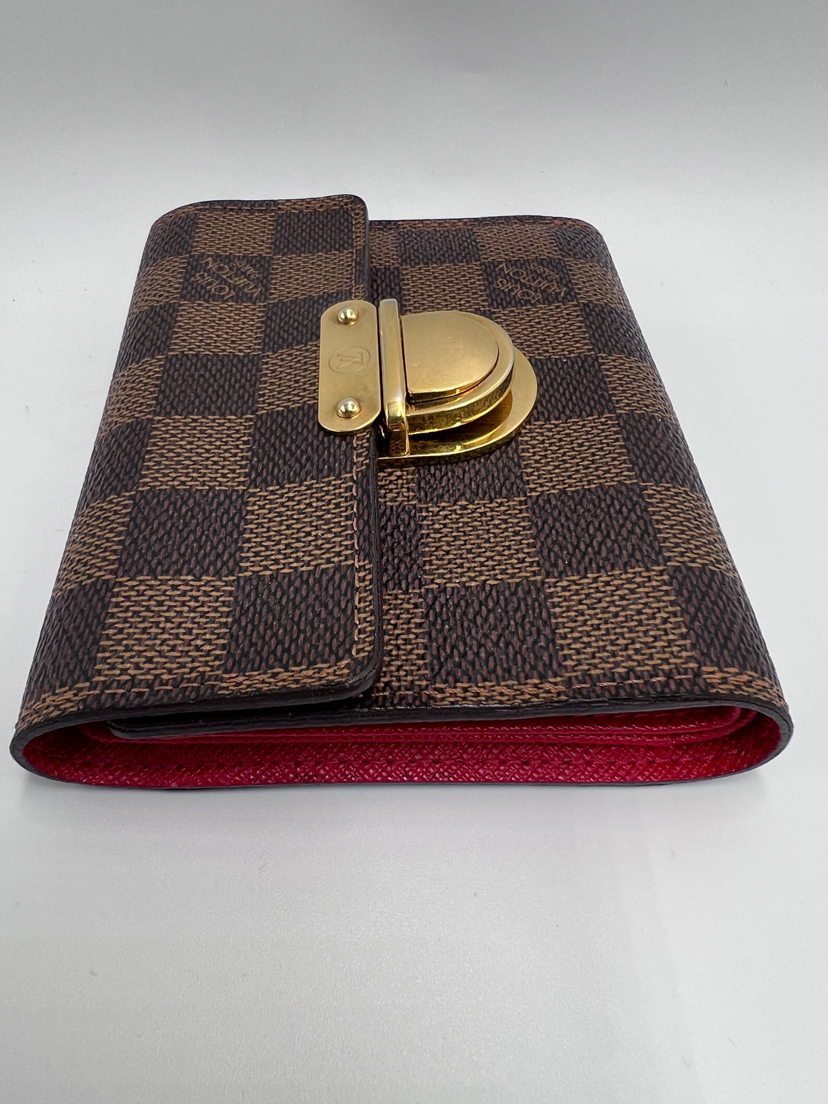 Louis Vuitton Damier Ebene Koala Compact Wallet with Brass Push-Lock