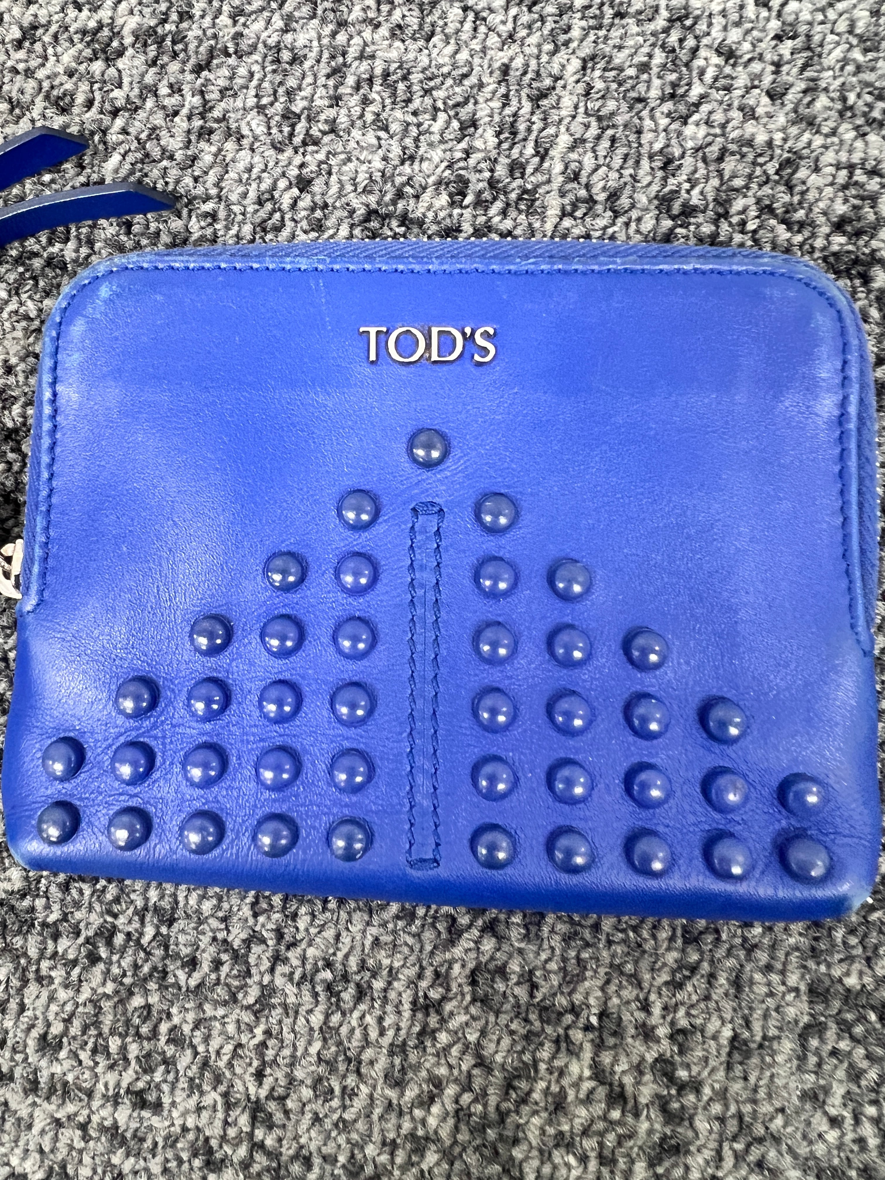 Tod's Gommino Studded Zip-Around Leather Wallet