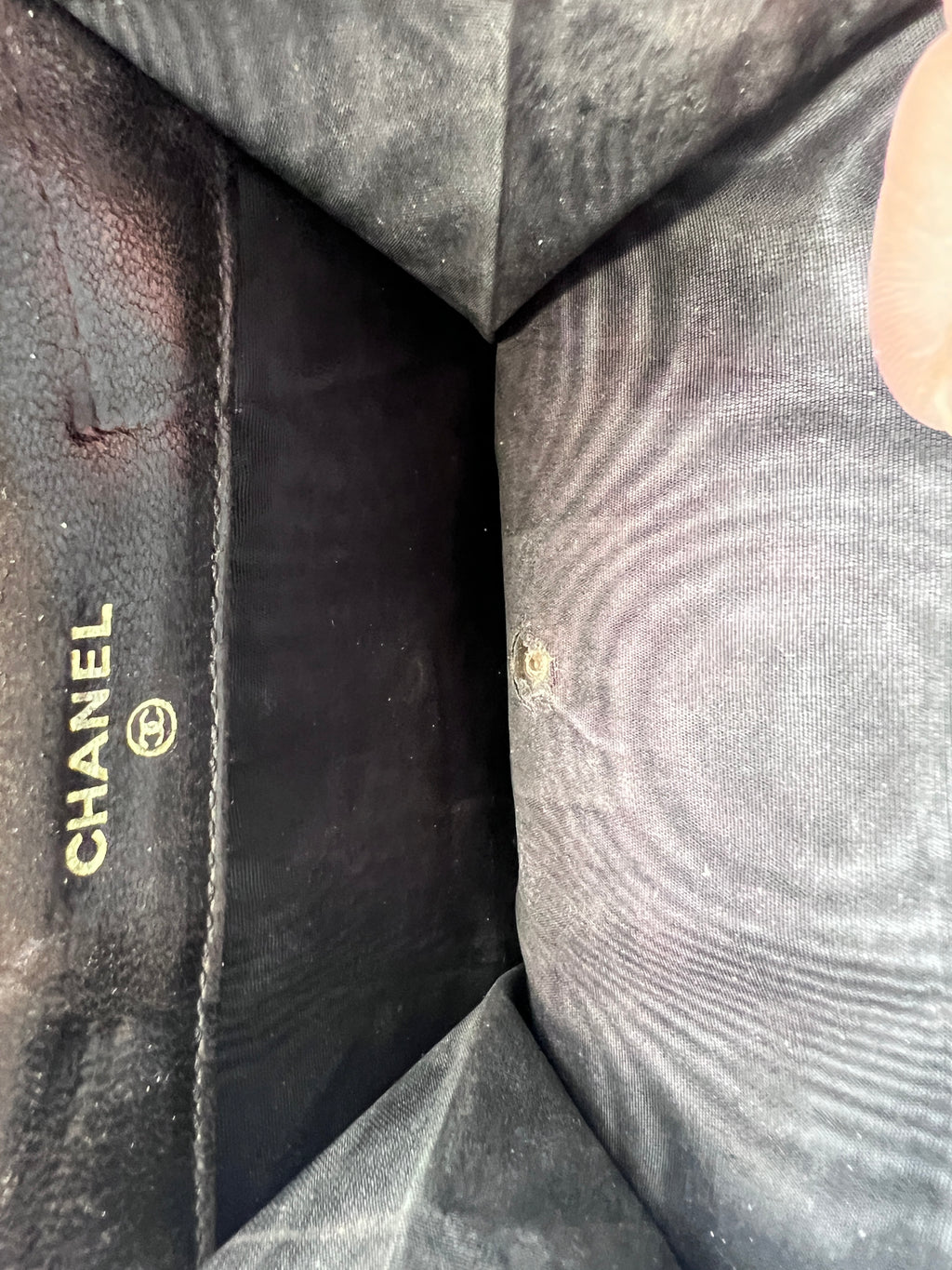 Chanel Vintage Timeless CC French Purse Wallet in Black Caviar Leather