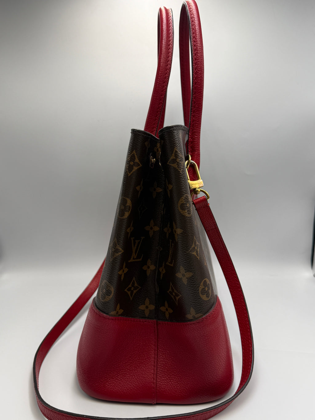 Louis Vuitton Flandrin Bag in Monogram Canvas and Red Calfskin