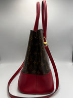 Louis Vuitton Flandrin Bag in Monogram Canvas and Red Calfskin