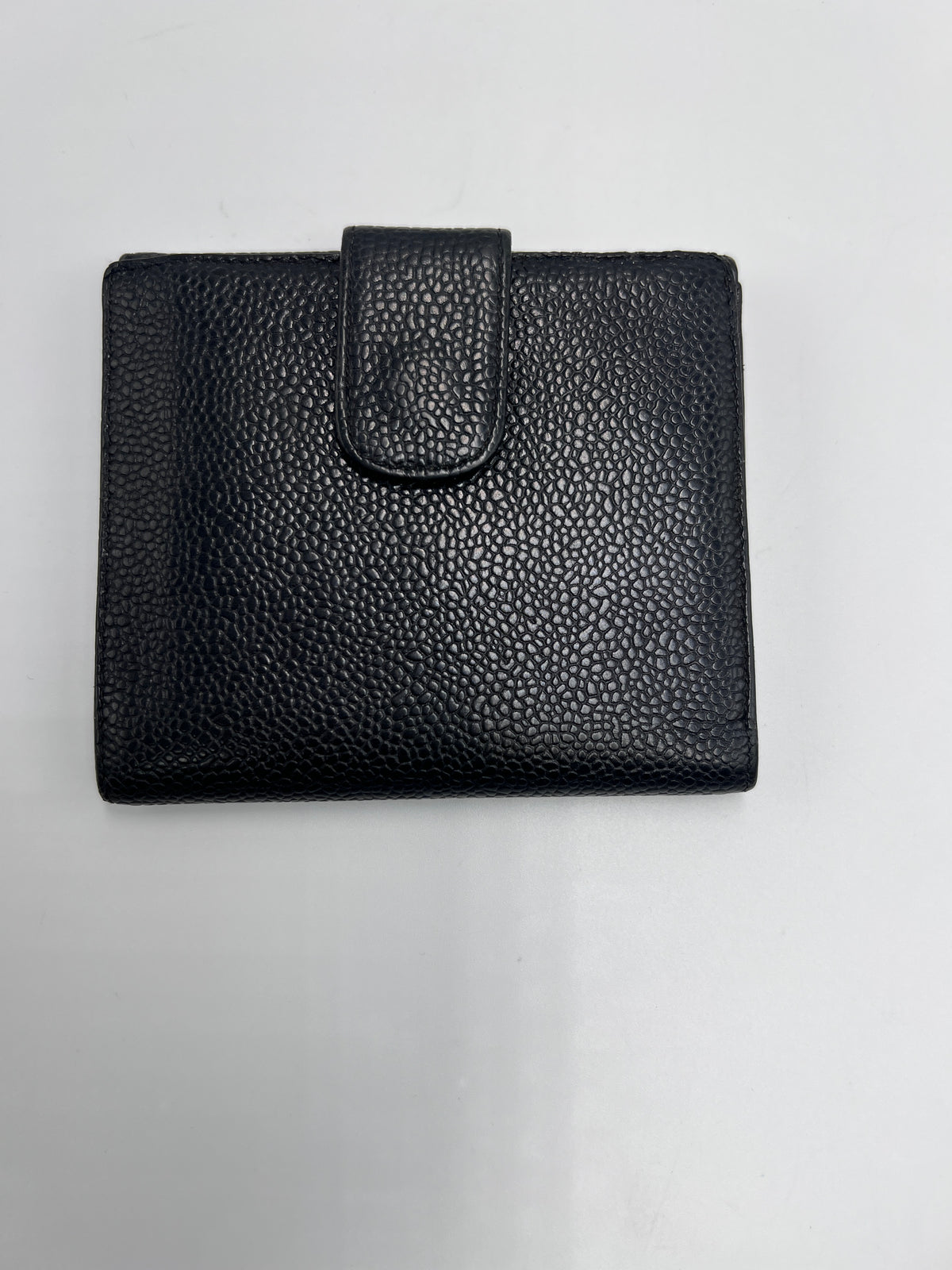 Chanel Vintage Timeless CC French Purse Wallet in Black Caviar Leather